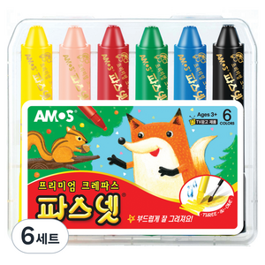 아모스 파스넷 프리미엄 크레파스, 6색, 6세트