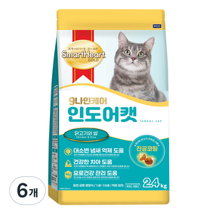 나인케어 고양이 기능성 사료, 인도어, 2.4kg, 6개