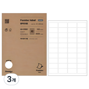 폼텍 바코드용 라벨지 LS-3102, 40칸, 300개