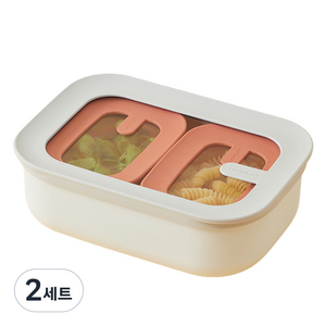 락앤락 듀얼네스팅 낮은 보관용기 오렌지 + 아이보리 세트, 2세트, 1.5L + 300ml(2P)
