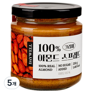 데이웰 100% 아몬드 스프레드 크리미, 230g, 5개
