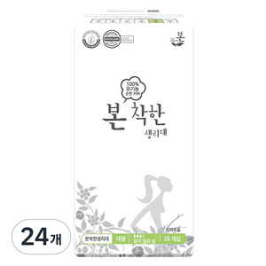 유기농본 착한 생리대 날개형, 대형, 28개입, 24개