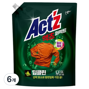 액츠 퍼펙트 딥클린 액상세제 리필, 2L, 6개