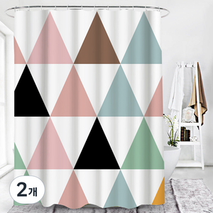 마켓에이 블랙앤화이트 패턴 샤워커튼 TYPE20 150 x 180 cm, 2개
