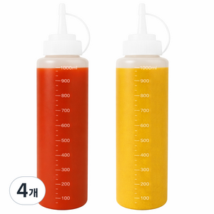리빙메이커 BPA FREE 잘라쓰는 입구 넓은 식품용기 말랑타입 소스통, 1000ml, 4개