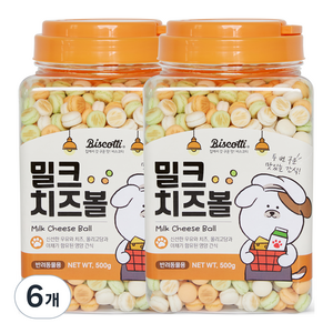 비스코티 반려동물 비스켓, 혼합맛(밀크/치즈), 500g, 6개