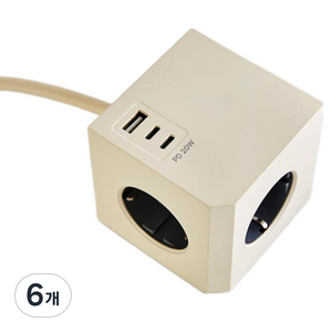 모던하우스 인테리어 컬러 1USB 2C 큐브멀티탭 3구 E38, 1.5m, 베이지, 6개