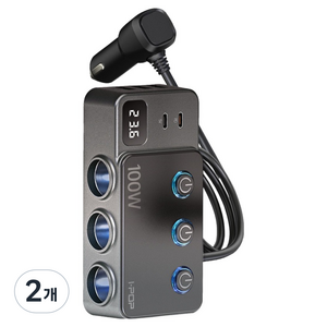 아이팝 카렉스 100W 차량용 스위치 멀티 USB 시거잭 PD C타입 고속 충전 소켓, 2개, 3구