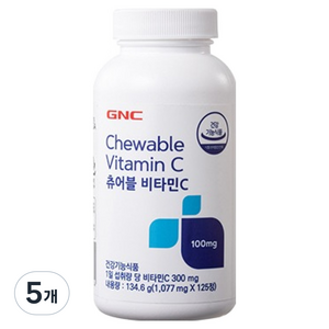 GNC 츄어블 비타민C 134.6g, 125정, 5개