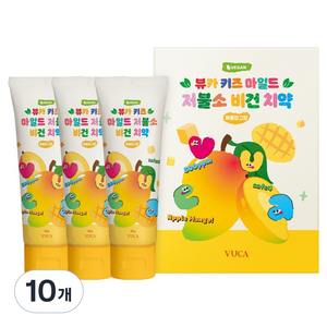 뷰카 키즈 마일드 저불소 비건치약 애플망고향 3p, 240g, 10개