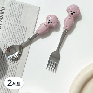 삼미 더 비숑 커트러리 세트 핑크, 티스푼 2p + 티포크 2p, 2세트