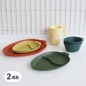 캠프나인 2인 식기 8p 세트, 혼합색상, 2세트