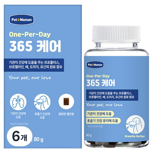 펫또마망 강아지 365 케어 영양제, 80g, 6개, 호흡기/기관지