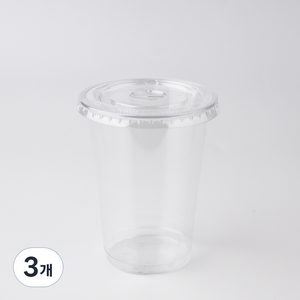 투고팩 PET 아이스컵 + 평뚜껑 타공형 세트, 300ml, 50개입, 3개