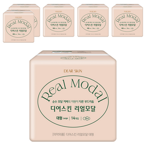 디어스킨 리얼모달 생리대 날개형, 대형, 14개입, 6개