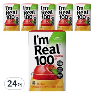 아임리얼 100 사과 주스, 140ml, 24개