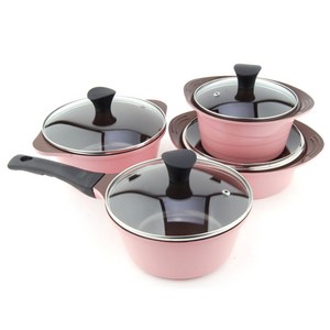 키친아트 본 세라믹 냄비 세트, 핑크, 편수 18cm + 양수 16cm + 양수 20cm + 전골 20cm, 4개
