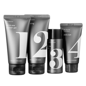 미샤 포맨 트래블 키트 세트, 미샤 포맨 비 매너 올인원 샤워젤 50ml + 에센스로션 45ml + 클렌징폼 50ml + 선블록 30ml, 1세트