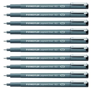 스테들러 피그먼트 라이너 308 잉크펜 0.3mm, 블랙, 10개