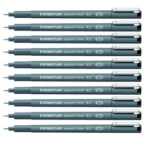 스테들러 피그먼트 라이너 308 잉크펜 0.2mm, 블랙, 10개
