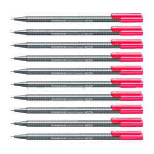 스테들러 트리플러스 화인라이너 334 수성펜 0.3mm, 23bordeauxred, 10개