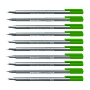 스테들러 트리플러스 화인라이너 334 수성펜 0.3mm, 51willowgreen, 10개