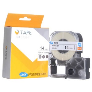 로드메일코리아 라벨프린터용 라벨테이프 카트리지 14mm 14MWK, 14MWK 흰색바탕, 검정글씨, 8.5m