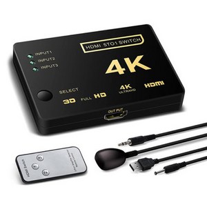 얼리봇 3포트 HDMI 선택기 + 전용 리모콘 LHD-340, 1개
