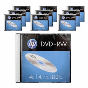 HP 4.7GB 4x 슬림 케이스 공디스크 DVD-RW 10p, 1개