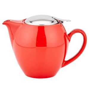 제로재팬 도자기 티포트 라운드 3인용, 토마토, 580ml, 1개