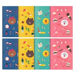 라인프렌즈 스프링 중고노트 4종, 브라운, 초코, 코니, 샐리, 2세트