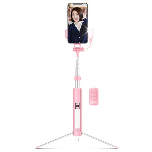 벤토사 인싸카봉 LED 블루투스 라이트닝 셀카봉 삼각대 VTS-LED160, VTS-LED160(핑크), 1개