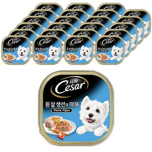시저 1세 이상 강아지 주식캔, 흰살생선, 100g, 24개