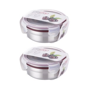 스텐락 클래식 원형 스텐 밀폐용기, 2개, 300ml