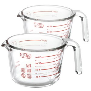 아이락 아이에코리아 수퍼오븐글라스 내열유리 멀티 계량컵 2p, 레드, 500ml, 2개