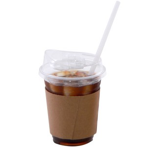 투명 PET 아이스컵 + 롱개폐 리드 + 컵홀더 + 빨대 세트, 420ml, 25세트, 1세트