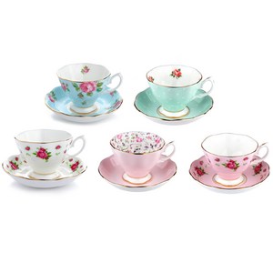로얄알버트 뉴황실장미 커피잔 세트, POLKA BLUE+POSKA ROSE+ROSE CONFETTI+PINK+WHITE, 1세트