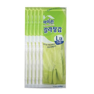 마미손 칼라 고무장갑 L, 그린, 대(L), 5개