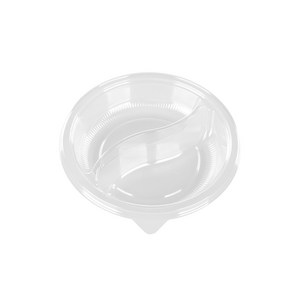 쿡앤락 원형 샐러드 찬 일회용 용기 2칸 투명 160 x 32 mm 몸통, 1개입, 150개