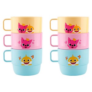 아이조움 핑크퐁 손잡이컵 3p 세트, 핑크 + 노랑 + 민트, 2세트, 230ml