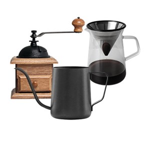칼딘 핸드밀 + 드립포트 + 핸드드립세트 TP-06, 혼합색상, 1세트, 600ml, 핸드밀 1P, 드립포트1P, 핸드드립세트1P