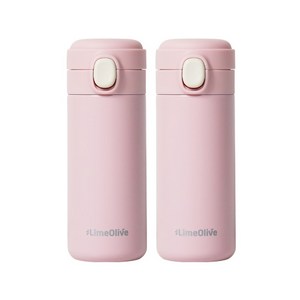 라임올리브 뮤티드 파스텔 보온보냉병 2p, 핑크, 350ml, 2개