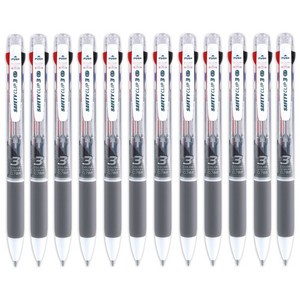 마이펜 세이프티클립 3색볼펜 0.7mm, 그레이, 12개