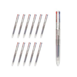 파이롯트 슈퍼그립G4 4색 다색볼펜 0.7mm BPKGG-35F, 투명, 12개