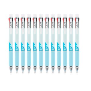 마이펜 마이볼 3색볼펜 0.5mm, 블루, 12개