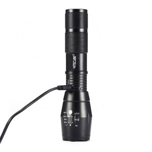 나이트큐브 USB 충전식 LED 스탠다드 줌 손전등 CREE XM-L T6, 1개