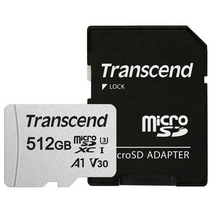 트랜센드 마이크로 SD카드 300S-A, 512GB, 1개