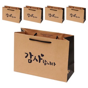 포포팬시 감동 메시지 크라프트 쇼핑백, 블랙, 5개