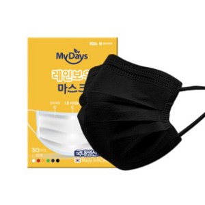 마이데이즈 MB필터 레인보우 일회용 컬러 덴탈 마스크 중형 M, 30개입, 1개, 티타늄블랙