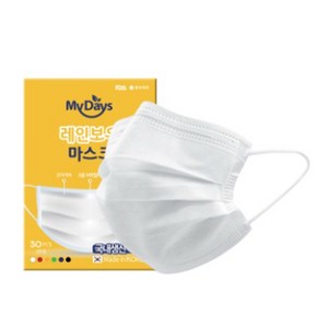 마이데이즈 MB필터 레인보우 일회용 컬러 덴탈 마스크 중형 M, 30개입, 1개, 퓨어화이트, 30개입 x 퓨어 화이트 x 1개1018